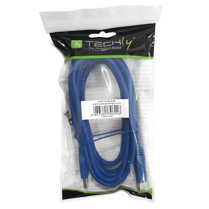 EAN 8057685306219 - Techly 0.5m USB 3.0 AB M/M cable USB USB 3.2 Gen 1 (3.1 Gen 1) 0,5 m USB A USB B Azul imagen 2