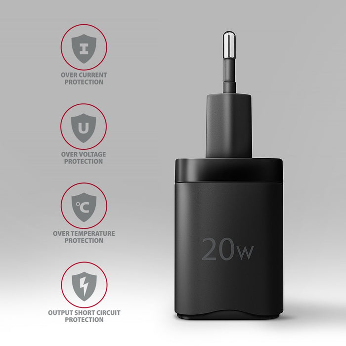 EAN 8595247908292 - Axagon ACU-PD20 wall charger 1x QC3.0/AFC/FCP/PD type-C, 20W, black Teléfono móvil, Smartphone, Reloj int imagen 5