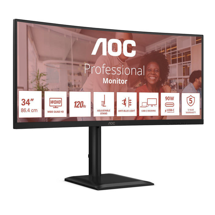 EAN 4038986112864 - AOC E4 CU34E4CV pantalla para PC 86,4 cm (34") 3440 x 1440 Pixeles UltraWide Quad HD LCD Negro imagen 3