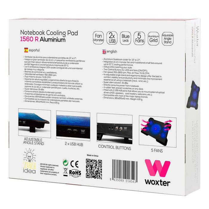 EAN 8435089016543 - Woxter 1560 R almohadilla fría 43,2 cm (17") 2800 RPM Negro imagen 9