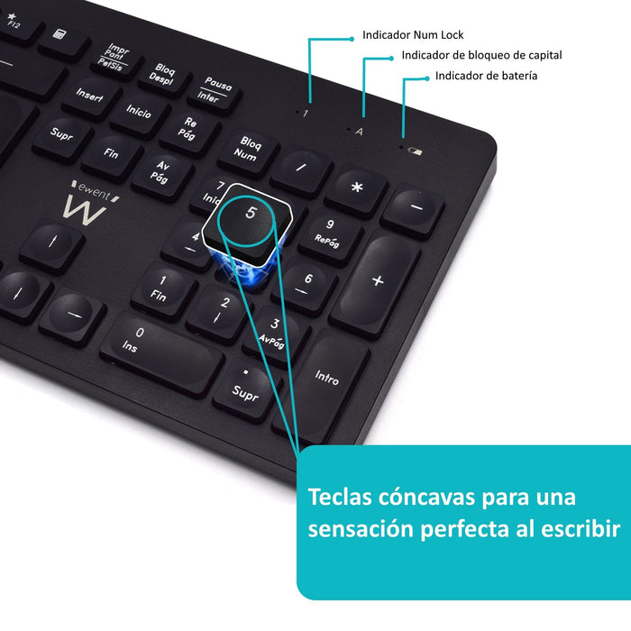 EAN 8054392616846 - Ewent EW3256 teclado Ratón incluido Universal RF inalámbrico QWERTY Español Negro imagen 3