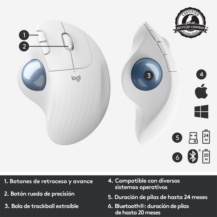 EAN 5099206092280 - Logitech 910-005870 ratón Oficina mano derecha RF Wireless + Bluetooth Trackball 2000 DPI imagen 12