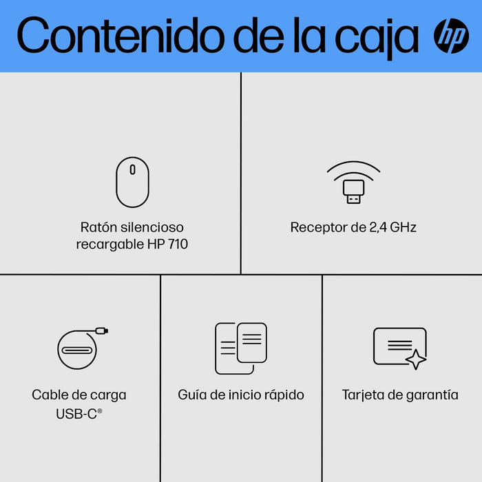 EAN 0196548822683 - HP 710 Rechargeable Silent Mouse ratón Oficina Ambidextro RF Wireless + Bluetooth 3000 DPI imagen 16