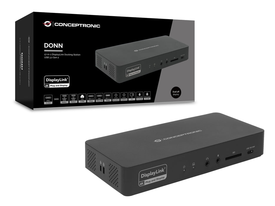 EAN 4015867240755 - Conceptronic DONN31B base para portátil y replicador de puertos Alámbrico USB 3.2 Gen 2 (3.1 Gen 2) Type- imagen 5