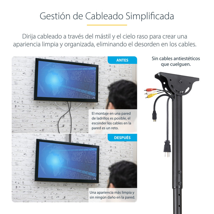 EAN 0065030865470 - StarTech.com FLATPNLCEIL soporte para pantalla de señalización 190,5 cm (75") Negro imagen 11