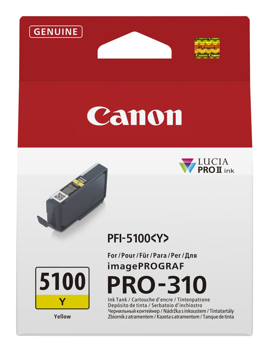 EAN 4549292243109 - Canon PFI-5100 Y cartucho de tinta 1 pieza(s) Original Amarillo imagen 1