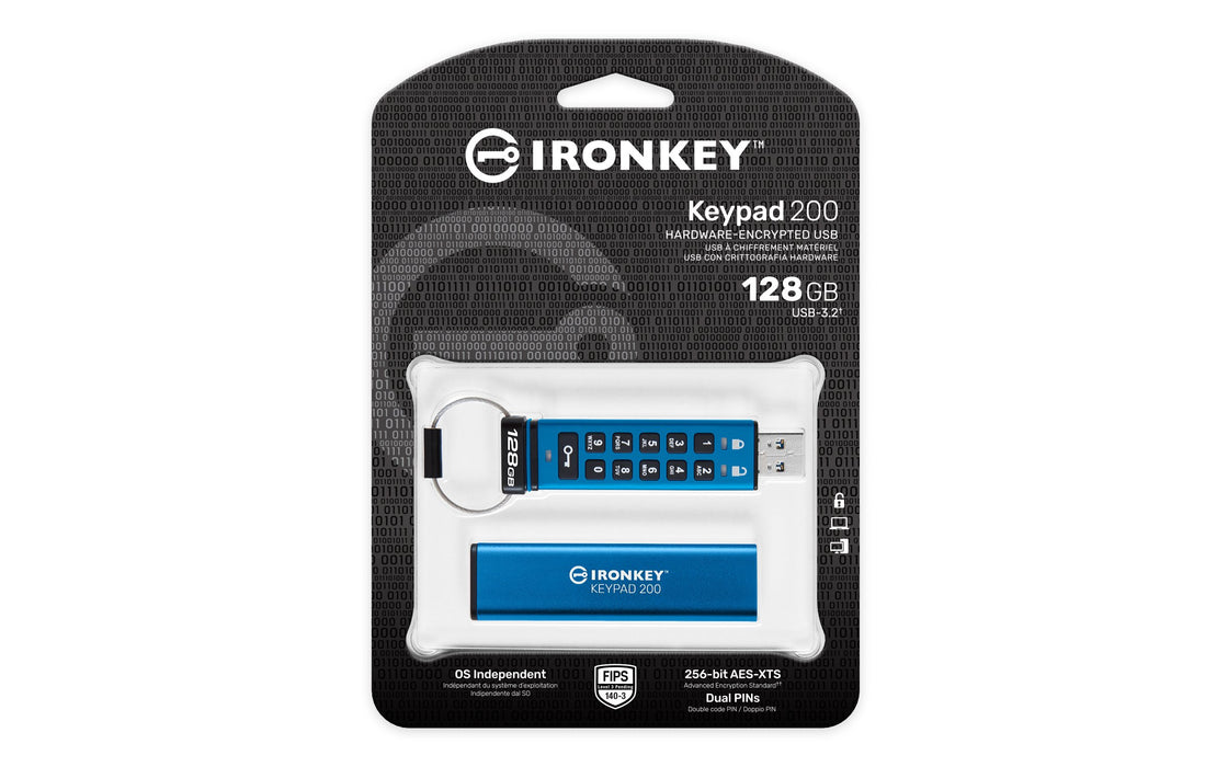 EAN 0740617330069 - Kingston Technology IronKey Keypad 200 unidad flash USB USB tipo A 3.2 Gen 1 (3.1 Gen 1) Azul imagen 3