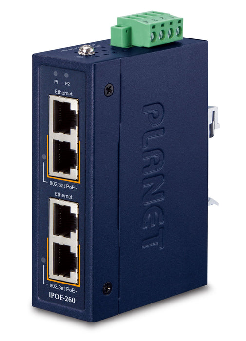 EAN 4711605284752 - PLANET Industrial 2-port 10/100/1000T Gigabit Ethernet (10/100/1000) Energía sobre Ethernet (PoE) Azul imagen 1