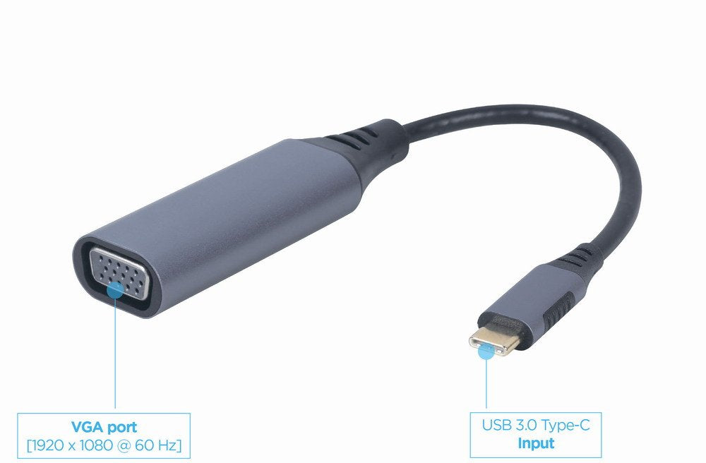 EAN 8716309121378 - Cablexpert A-USB3C-VGA-01 adaptador de cable de vídeo 0,15 m USB Tipo C VGA (D-Sub) Gris imagen 3