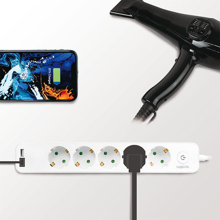 EAN 4052792057812 - LogiLink LPS249U base múltiple 1,5 m 5 salidas AC Interior Blanco imagen 3