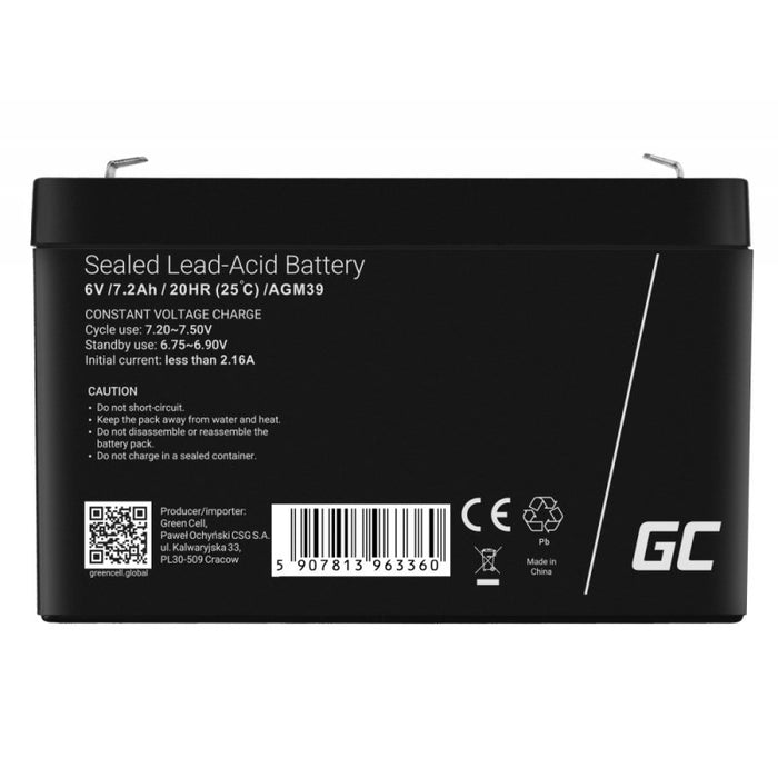 EAN 5907813963360 - Green Cell AGM39 batería recargable industrial Sealed Lead Acid (VRLA) 7200 mAh 6 V imagen 4
