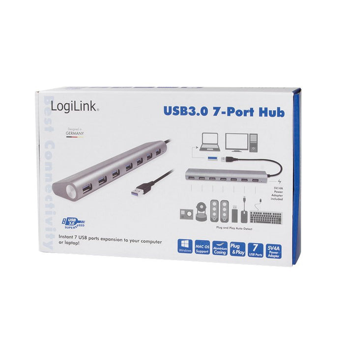 EAN 4052792048636 - LogiLink UA0308 hub de interfaz USB 3.2 Gen 1 (3.1 Gen 1) Type-A 5000 Mbit/s Gris imagen 2