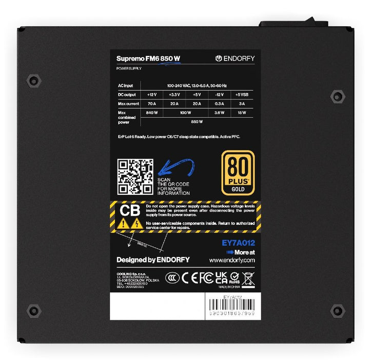 EAN 5903018667959 - ENDORFY Supremo FM6 850 W unidad de fuente de alimentación 24-pin ATX ATX Negro imagen 8