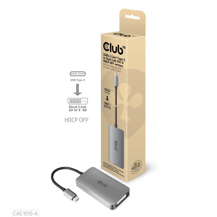 EAN 8719214471651 - CLUB3D CAC-1510-A adaptador de cable de vídeo 0,25 m USB Tipo C DVI Gris imagen 1