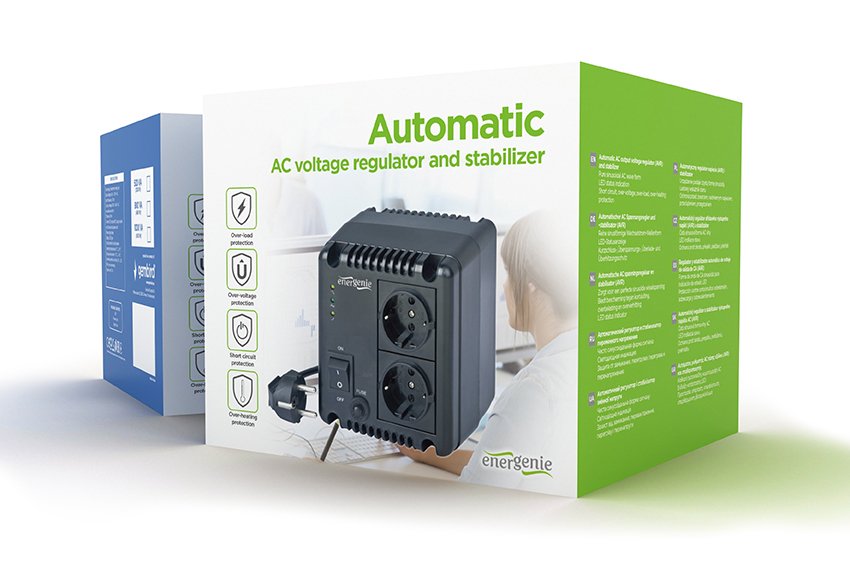 EAN 8716309068741 - EnerGenie EG-AVR-1001 regulador de voltaje 2 salidas AC 140 - 270 V Negroimagen 3)