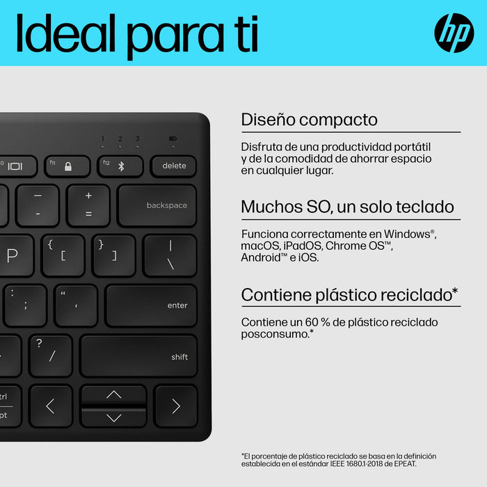 EAN 196548516308 - HP 355 Compact Multi-Device Keyboard teclado Hogar Negro imagen 3