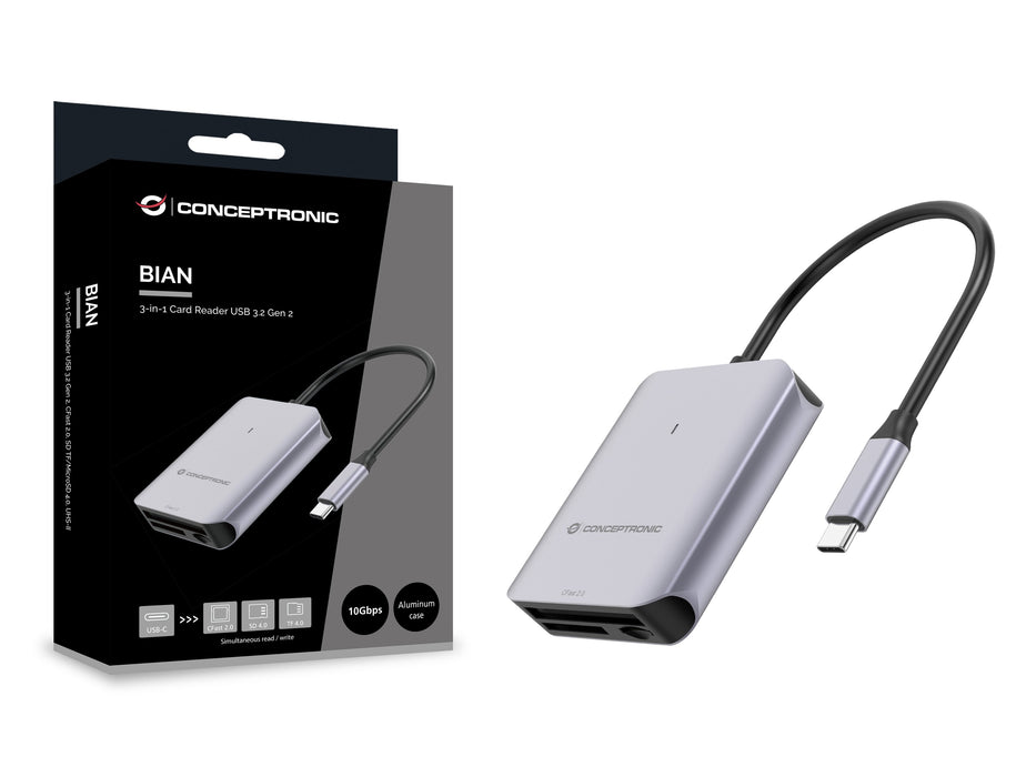 EAN 4015867239490 - Conceptronic BIAN09G lector de tarjeta USB 3.2 Gen 2 Type-C Gris imagen 4