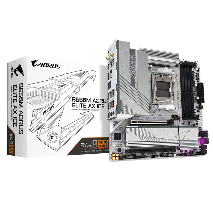 EAN 4719331859336 - GIGABYTE B650M AORUS ELITE AX ICE placa base AMD B650 Zócalo AM5 micro ATX imagen 1