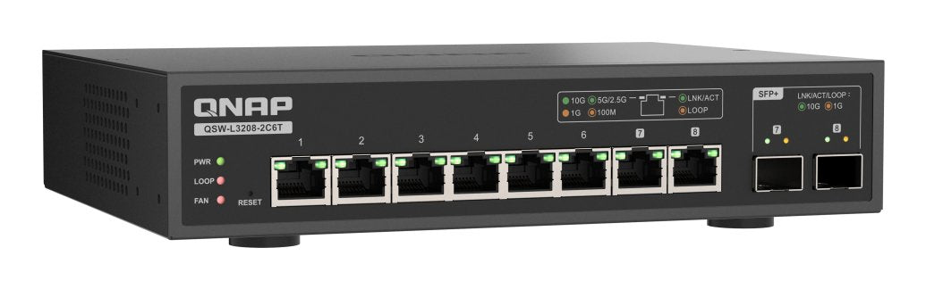 EAN 4711103086209 - QNAP QSW-L3208-2C6T switch Gestionado L2 10G Ethernet (100/1000/10000) Escritorio Negro imagen 8