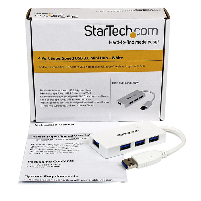 EAN 0065030850957 - StarTech.com ST4300MINU3W hub de interfaz USB 3.2 Gen 1 (3.1 Gen 1) Type-A 5000 Mbit/s imagen 6