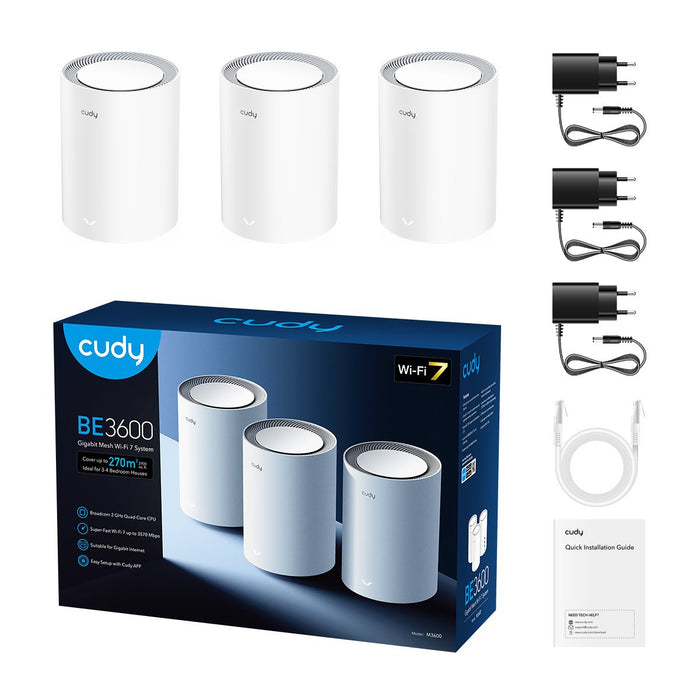 EAN 6971690793661 - Cudy M3600 Doble banda (2,4 GHz / 5 GHz) Wi-Fi 7 (802.11be) Blanco 3 Interno imagen 3