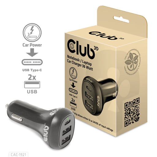 EAN 8719214472788 - CLUB3D USB KFZ-Ladegerät 1xUSB C 2xUSB A 36W 12/24V retail imagen 1