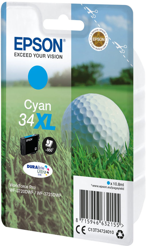 EAN 8715946632155 - Epson Golf ball C13T34724010 cartucho de tinta 1 pieza(s) Original Alto rendimiento (XL) Cian imagen 2