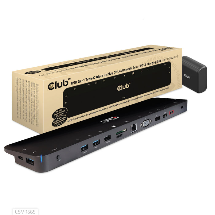 EAN 8719214472702 - CLUB3D CSV-1565 base para portátil y replicador de puertos Acoplamiento USB 3.2 Gen 1 (3.1 Gen 1) Type-C  imagen 1