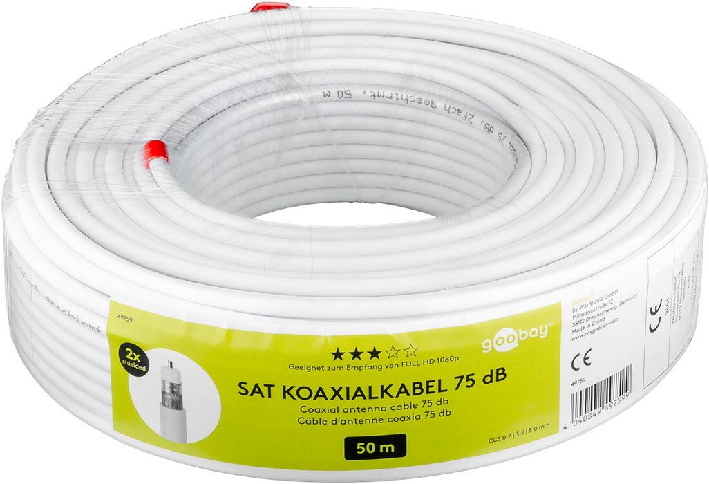 EAN 4040849497599 - Goobay 49759 cable coaxial 50 m No Blanco imagen 2
