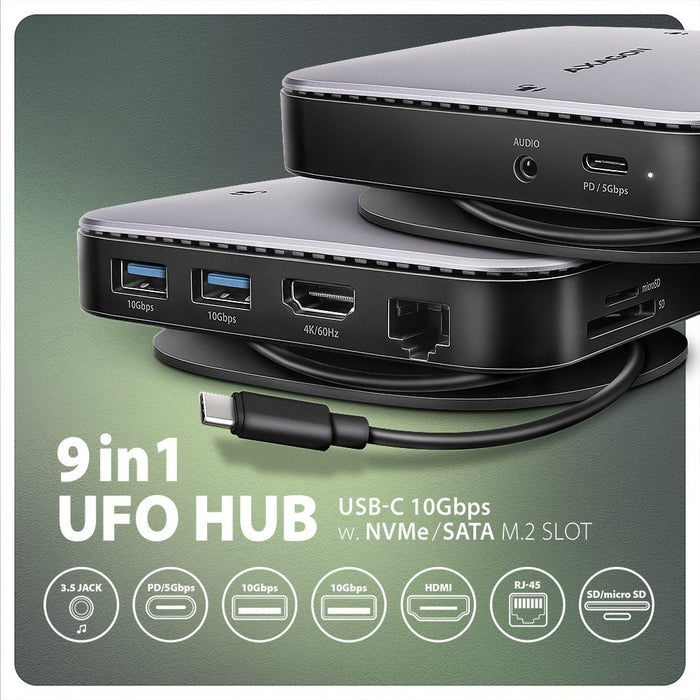 EAN 8595247908438 - Axagon HMC-UFO USB-C Hub M.2 SATA/NVMe 1 Gbit/s Ethernet 384 kHz Audio Alámbrico USB 3.2 Gen 2 (3.1 Gen 2 imagen 4
