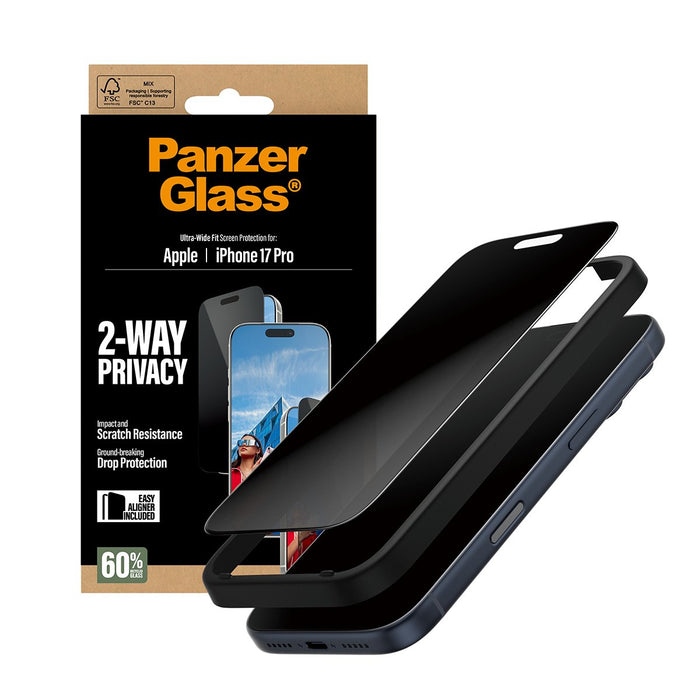 EAN 5715685025570 - PanzerGlass ® 2-Way Privacy Screen Protector iPhone 17 Pro | Ultra-Wide Fit w. EasyAligner Protector de p imagen 6