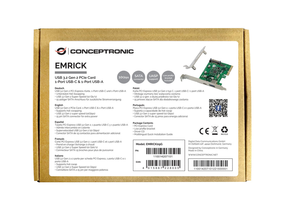 EAN 4015867228005 - Conceptronic EMRICK09G tarjeta y adaptador de interfaz Interno USB 3.2 Gen 2 (3.1 Gen 2) imagen 2