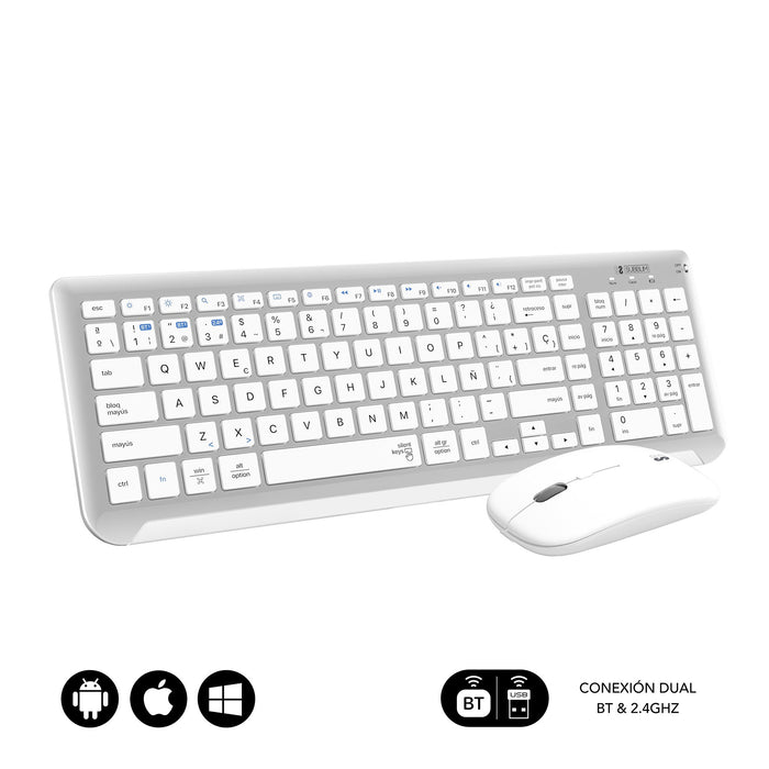 EAN 8436586742621 - SUBBLIM SUBKBC-DCEP10 teclado Ratón incluido Universal RF Wireless + Bluetooth QWERTY Español Plata, Blan imagen 2