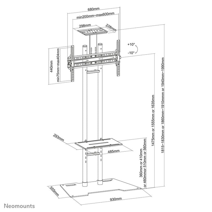 EAN 8717371445140 - Neomounts PLASMA-M1700ES soporte para pantalla de señalización 177,8 cm (70") Negro imagen 3