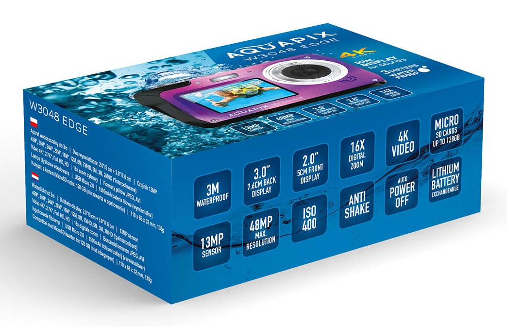 EAN 4260041686434 - Easypix Aquapix W3048 Edge Violet Cámara compacta 13 MP CMOS 8000 x 6000 Pixeles Púrpura imagen 4