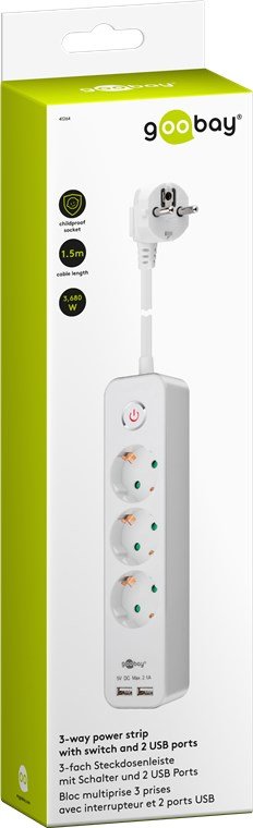EAN 4040849412646 - Goobay 41264 base múltiple 1,5 m 3 salidas AC Interior Blanco imagen 2
