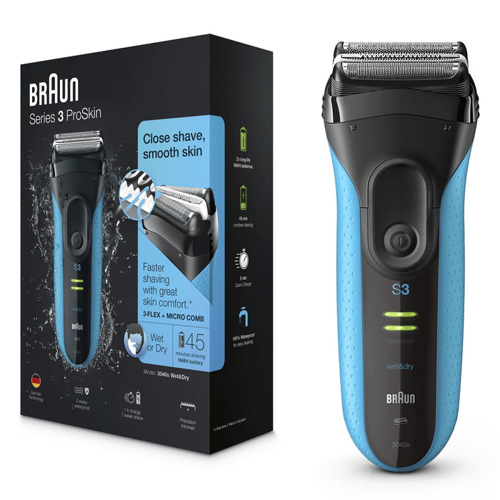 EAN 4210201113010 - Braun Series 3 3040s Máquina de afeitar de láminas Recortadora Negro, Azul imagen 1