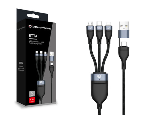 EAN 4015867237977 - Conceptronic ETTA06B15 cable USB USB 2.0 1,5 m USB C USB C/Micro-USB B/Lightning Negro imagen 2