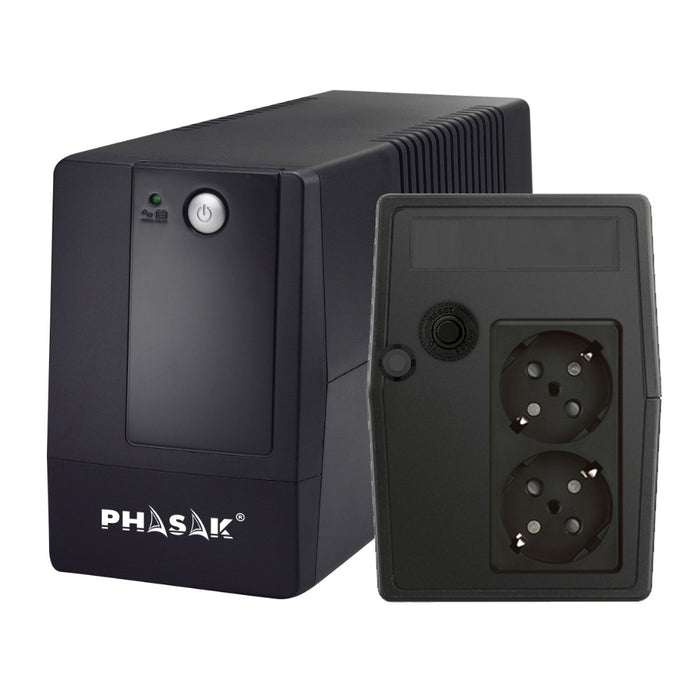 EAN 5605922010448 - Phasak Basic sistema de alimentación ininterrumpida (UPS) Línea interactiva 0,6 kVA 360 W 2 salidas AC imagen 1