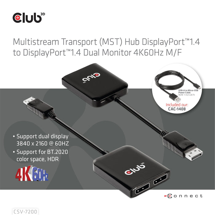 EAN 8719214471927 - CLUB3D Multi Stream Transport (MST) Hub DisplayPort 2x DisplayPort imagen 5
