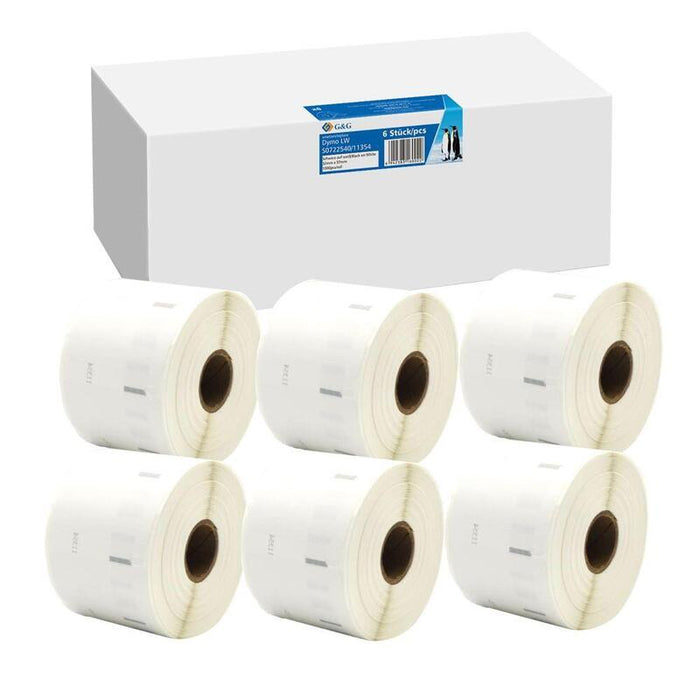 6x G&G Etiketten 32mm X 57mm Sw- Komp. M. Dymo 11354/ S0722540