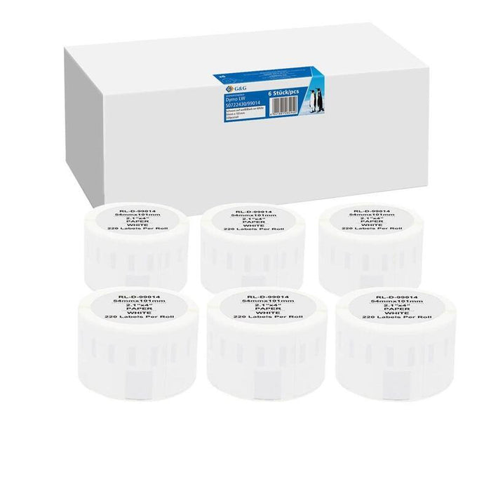 6x G&G Etiketten 54mm X 101mm Sw Komp. M. Dymo S0722430/ 99014
