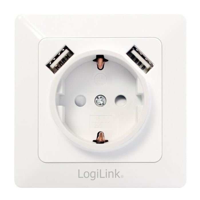 EAN 4052792047691 - LogiLink PA0162 toma de corriente 2 x USB + CEE 7/3 Blanco imagen 1