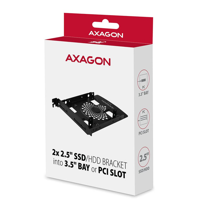 EAN 8595247905512 - Axagon RHD-225 Halterahmen für 2x 2.5\" im 3.5\" PCI-Slot - schwarz Negro Metal imagen 10