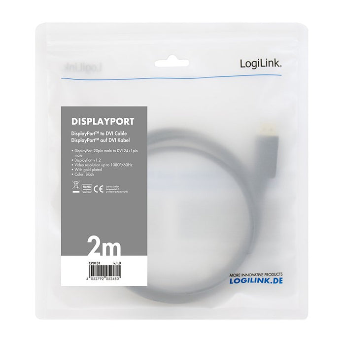 EAN 4052792052497 - LogiLink CV0132 adaptador de cable de vídeo 3 m DisplayPort DVI Negro imagen 3