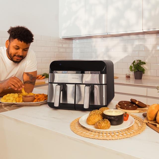 EAN 8435484034890 - Cecotec Advance 9000 Doble 9 L Independiente 2800 W Freidora de aire caliente Negro, Acero inoxidable imagen 5