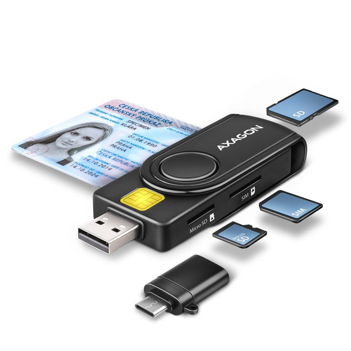 EAN 8595247906953 - Axagon CRE-SMP2A USB Smart card & SD/microSD/SIM PocketReader lector de tarjeta inteligente Interior USB  imagen 1