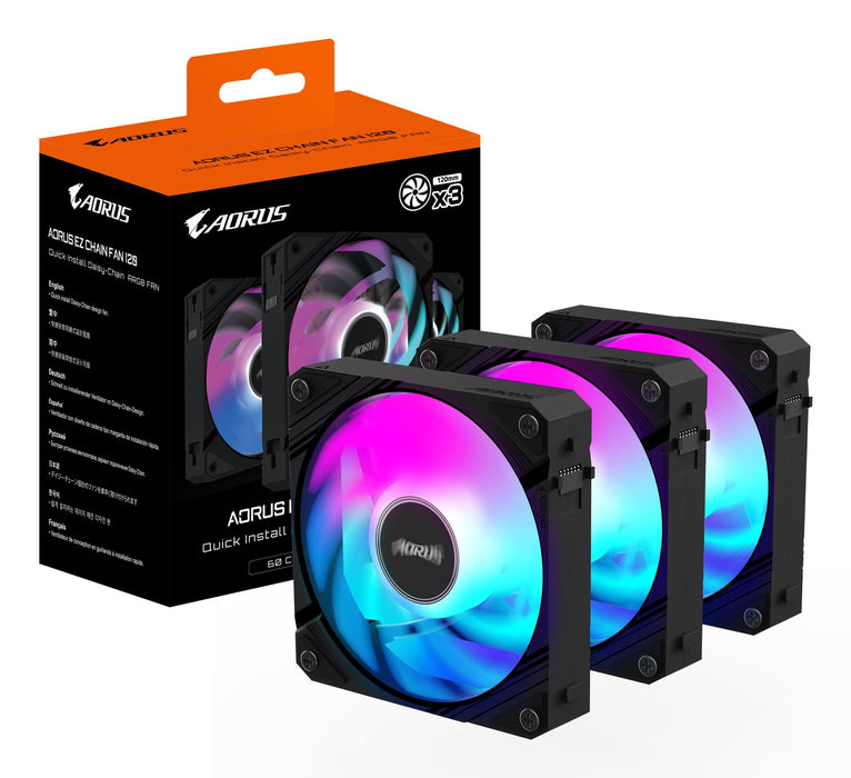 EAN 4719331555191 - GIGABYTE AORUS EZ CHAIN FAN 120 (3-Pack) Placa base Ventilador 12 cm Negro 3 pieza(s) imagen 7