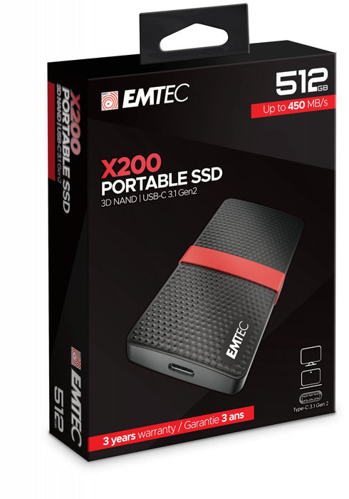 EAN 3126170170262 - Emtec X200 512 GB USB Tipo C 3.2 Gen 1 (3.1 Gen 1) Negro, Rojo imagen 2