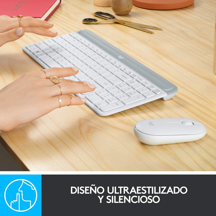 Teclado Español + Ratón Logitech Mk470 Inalámbrico Blanco